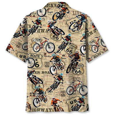 Route 66 Mountain Bike Racing Hawaiian Shirt