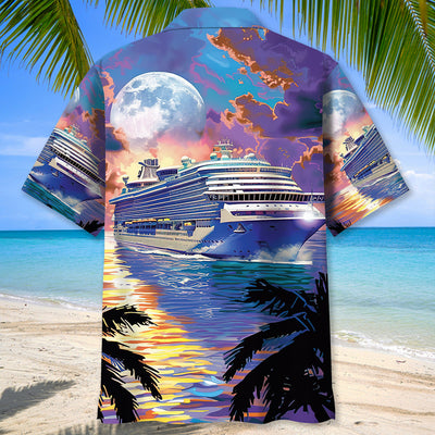 Cruise Ship Sun Set Art Hawaiian Shirt