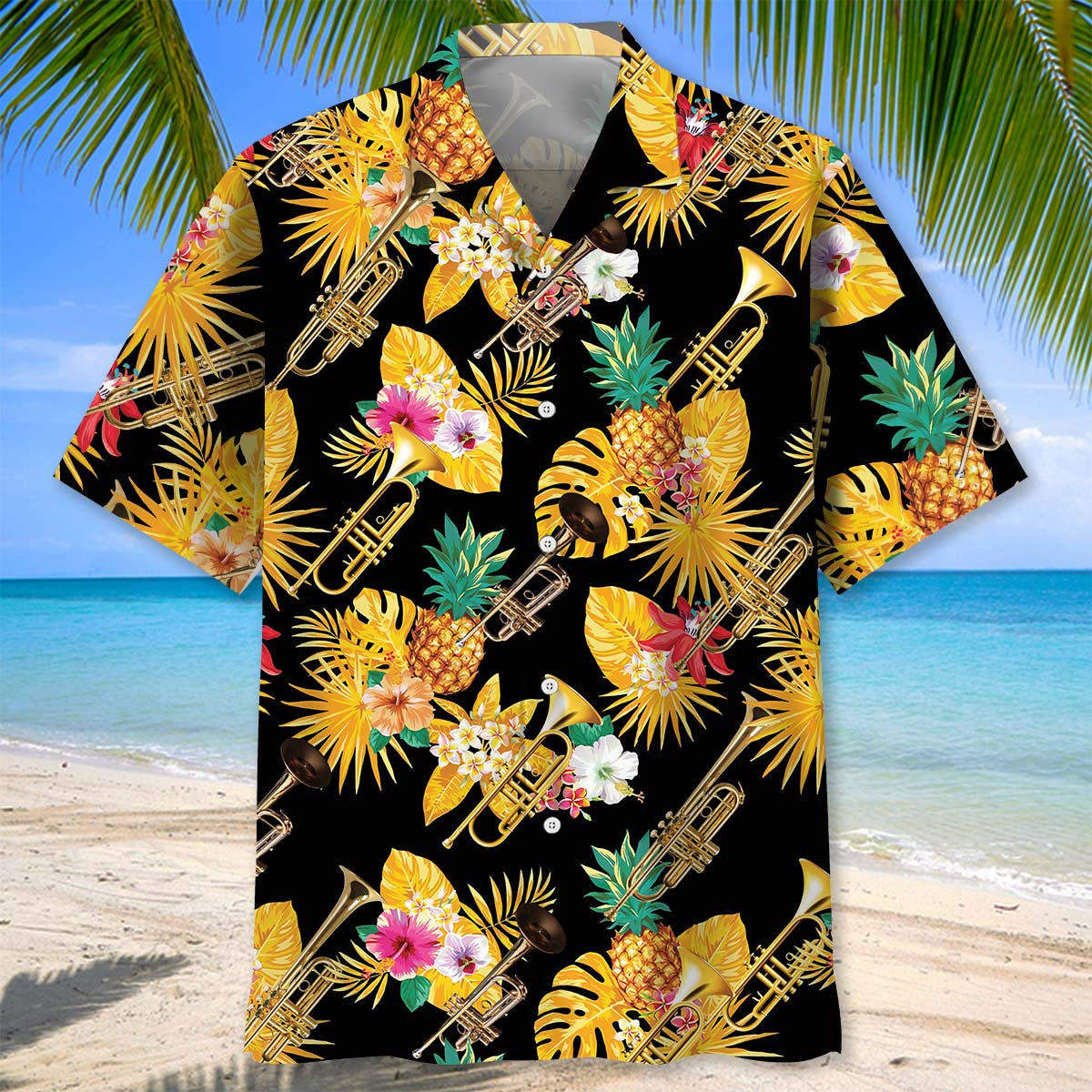 Trumpet Yellow Tropical Hawaiian Shirt