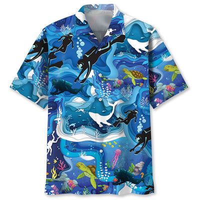 Scuba Diving Whale Hawaiian Shirt