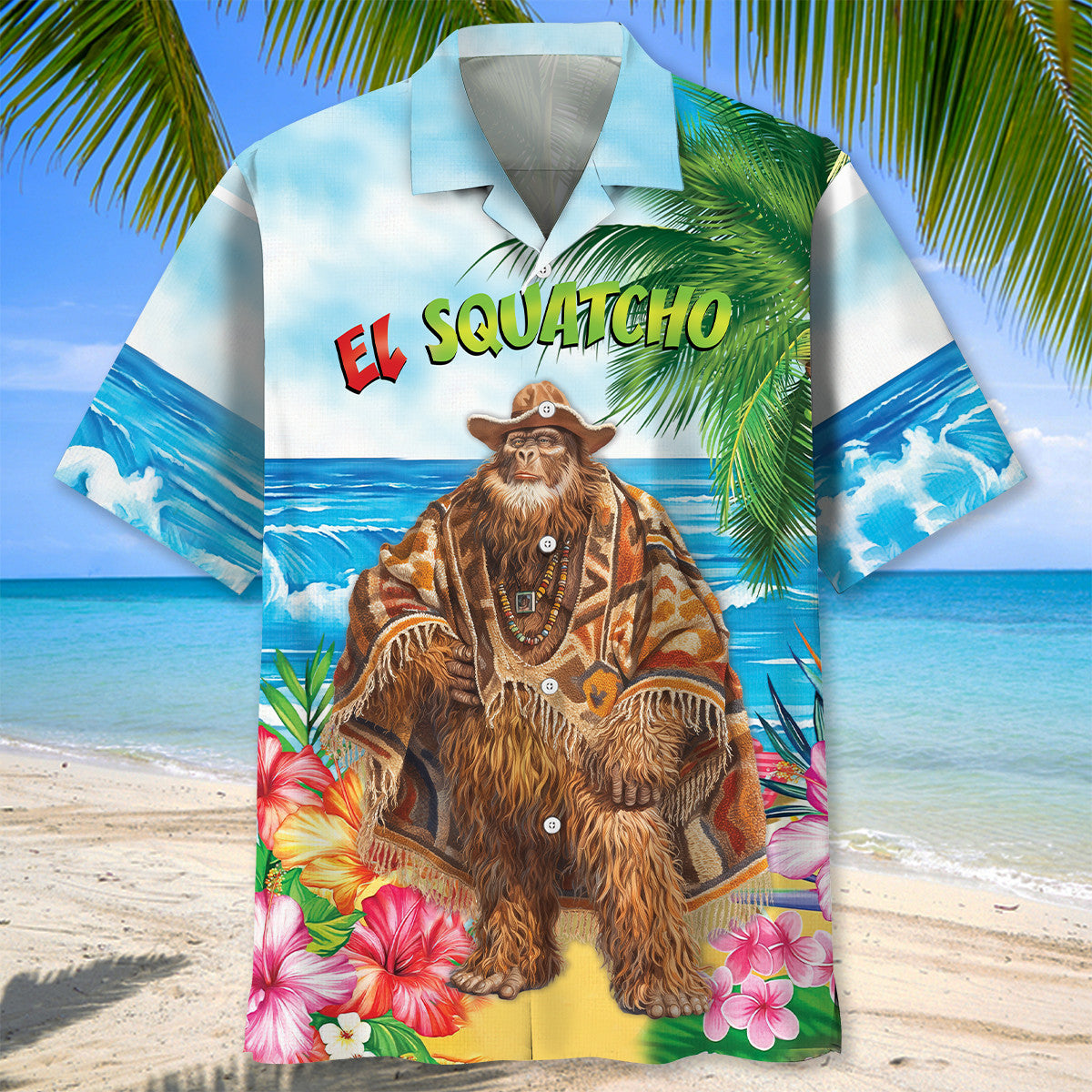 Sasquatch Poncho Beach Hawaiian Shirt