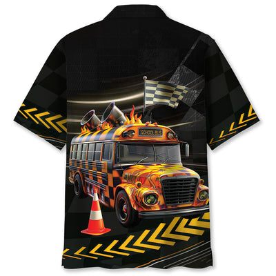Racing School Bus Hawaiian Shirt
