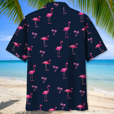 Flamingo Dark Navy Hawaiian Shirt