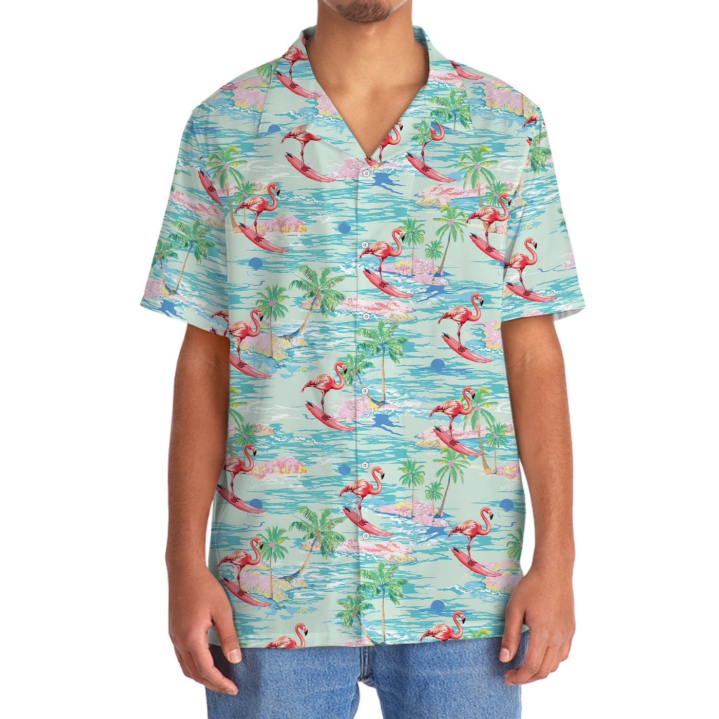 Flamingo Retro Beach Hawaiian Shirt