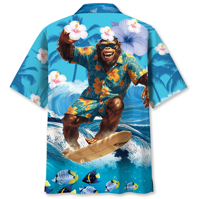 Bigfoot Surfing Hawaiian Shirt