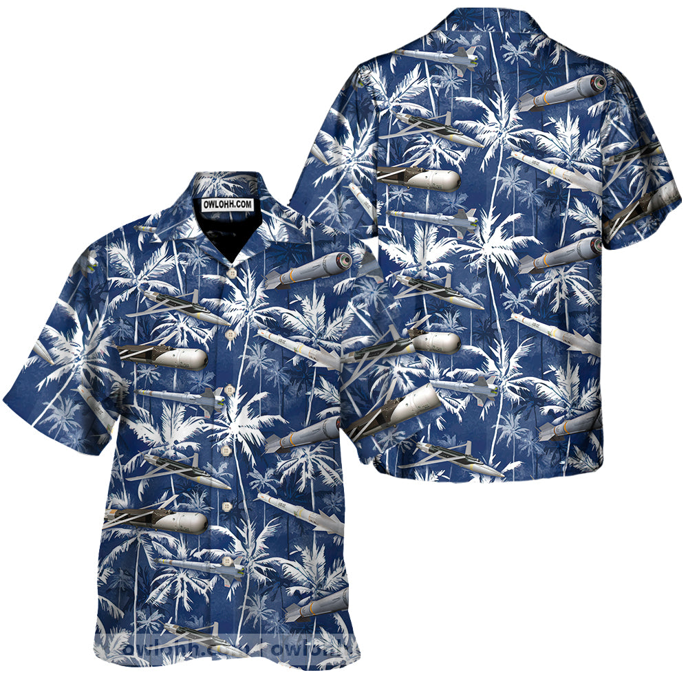 Missiles And Fighter Jets Blue - Hawaiian Shirt