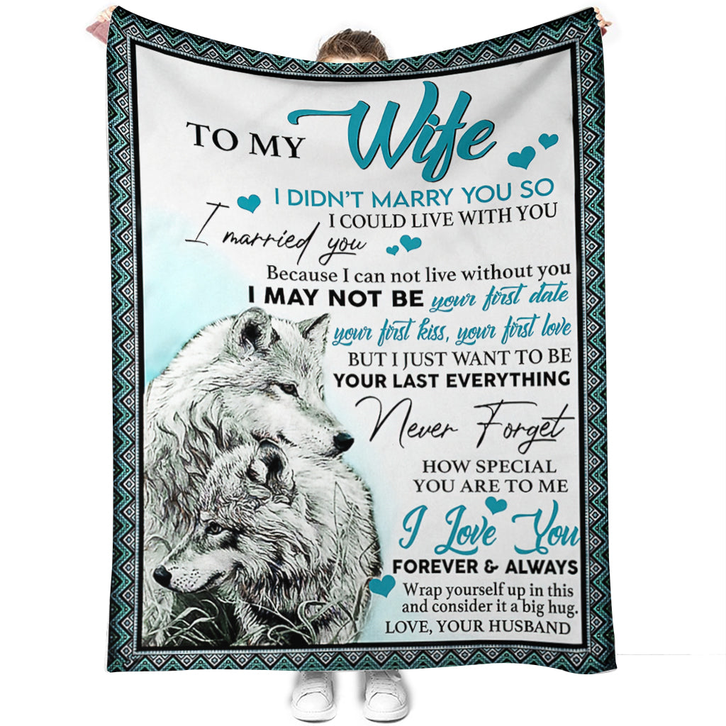 50" x 60" Wolf To My Wife I Love You I Could Live With You - Flannel Blanket - Owls Matrix LTD