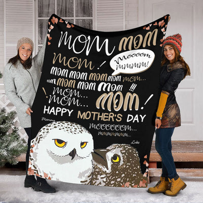 Owl Mom Hey Mom Mom Mom Personalized - Flannel Blanket - Owls Matrix LTD