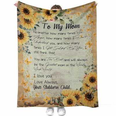 Sunflower My Mom I Love You - Flannel Blanket - Owls Matrix LTD