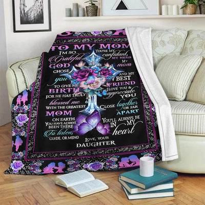 God To My Mom Floral - Flannel Blanket - Owls Matrix LTD