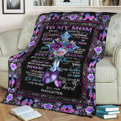 God To My Mom Floral - Flannel Blanket - Owls Matrix LTD