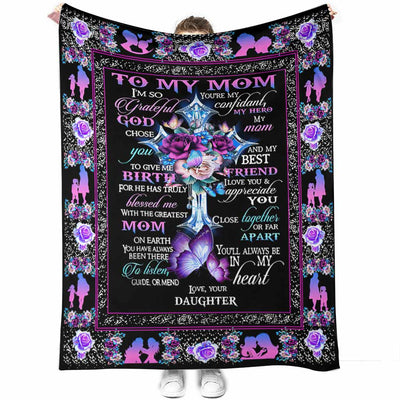 50" x 60" God To My Mom Floral - Flannel Blanket - Owls Matrix LTD