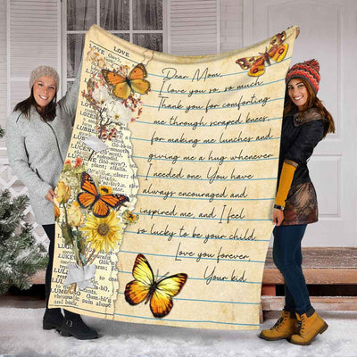 Butterfly Love Dear Mom Mother's Day Vintage Style - Flannel Blanket - Owls Matrix LTD