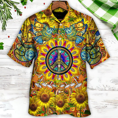 Hippie Sunflowers Love Sunshine Yellow Amazing Style - Hawaiian Shirt - Owls Matrix LTD