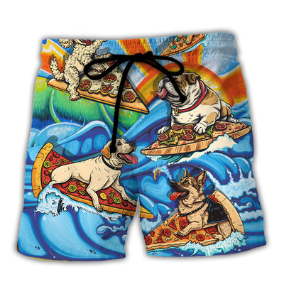 Surfing Funny Dog Pizza Surfing Boy Like A Normal Boy But Cooler Lovers Surfing - Beach Short