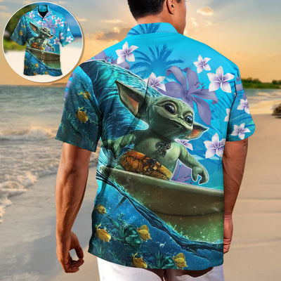 Star Wars Baby Yoda Surfing - Hawaiian Shirt For Men, Women, Kids - Owl Ohh-Owl Ohh