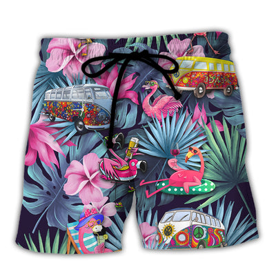 Camping Funny Flamingo Weekend Forecast Camping With A Chance Of Drinking - Beach Short