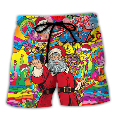 Christmas In July Santa Hippie Sending Gift In Summer - Beach Short