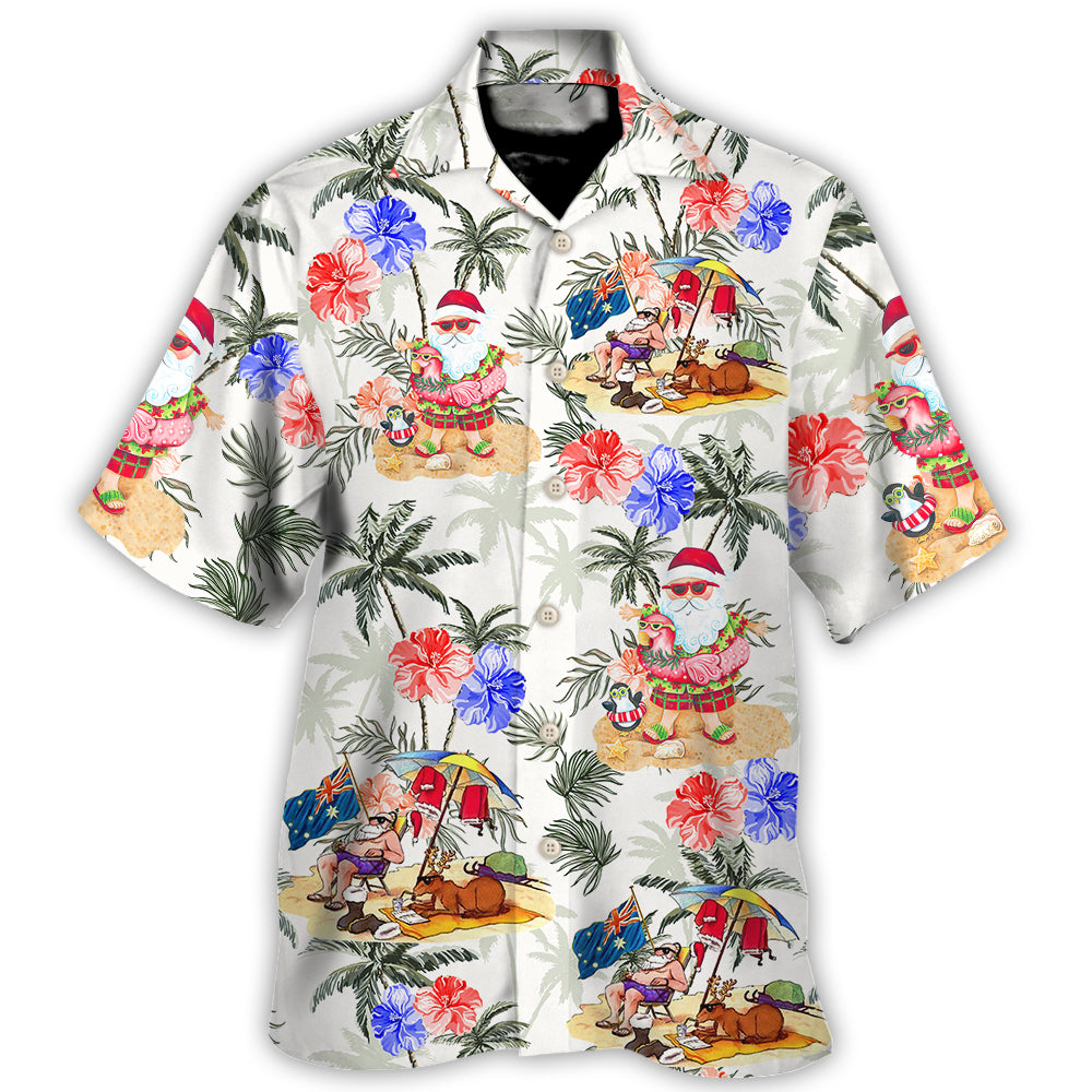 Christmas In July Santa Enjoy Time For Some Beach Therapy - Hawaiian Shirt