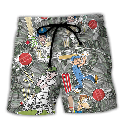 Cricket Sport Cricket Lover Tropical Funny Leaf Art - Beach Short - Owls Matrix LTD