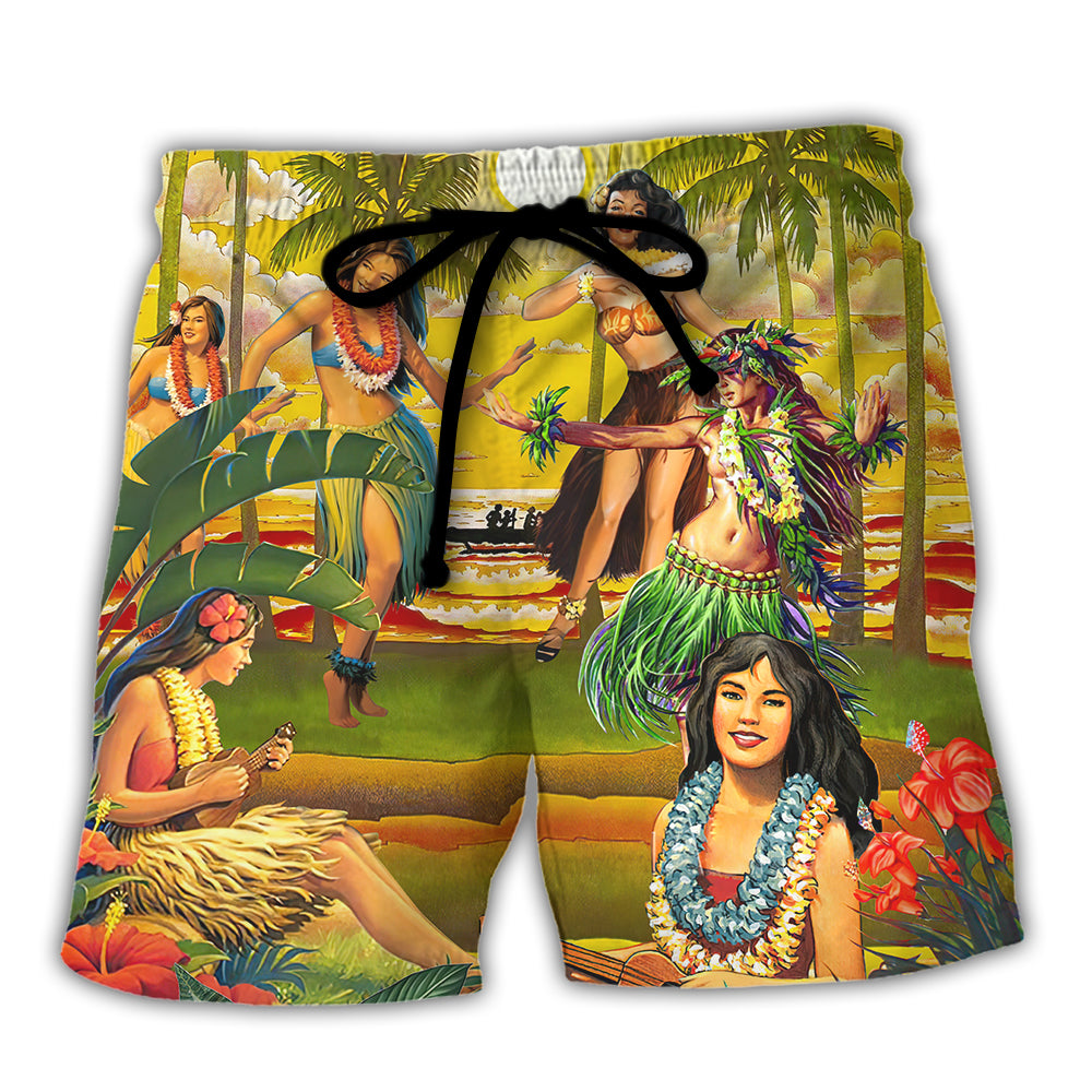 Festival Aloha Aku No Aloha Mai No Summer Hawaii Hula Girl - Beach Short