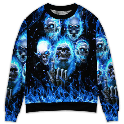 Skull Blue Skull Angry Style - Sweater - Ugly Christmas Sweater - Owls Matrix LTD