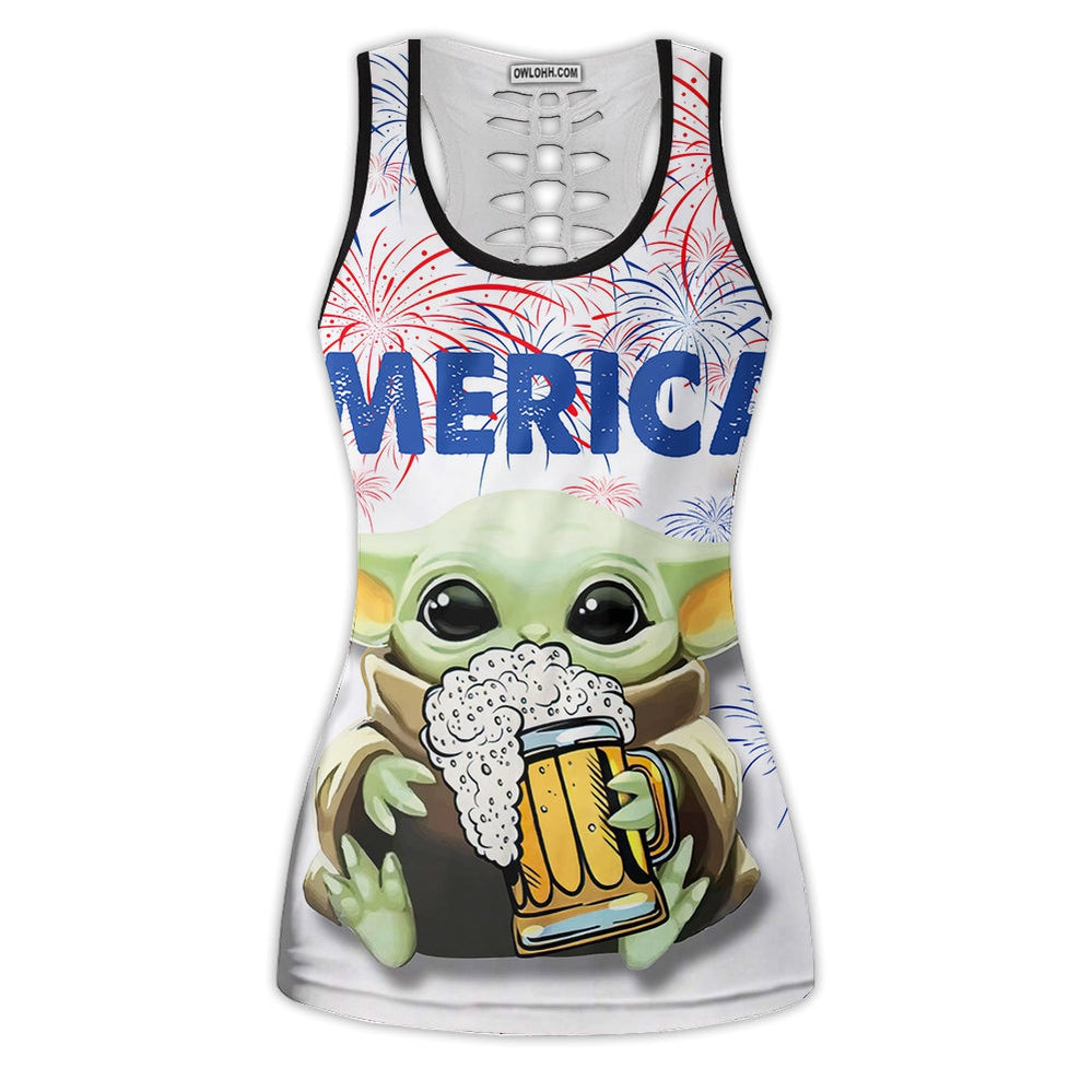 SW Baby Yoda With Beer - Tank Top Hollow