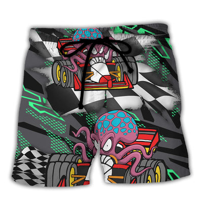 Octopus Racing Formula One Car Racing Australian Vibe Art - Beach Short - Owls Matrix LTD