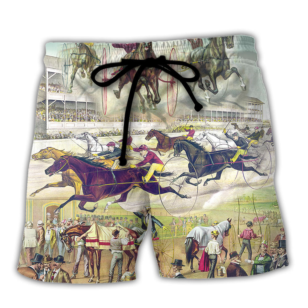 Harness Racing Road Horse Lover Racing - Beach Short - Owls Matrix LTD