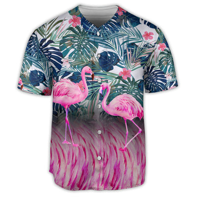 Flamingo Lover Leaf Tropical - Baseball Jersey - Owls Matrix LTD