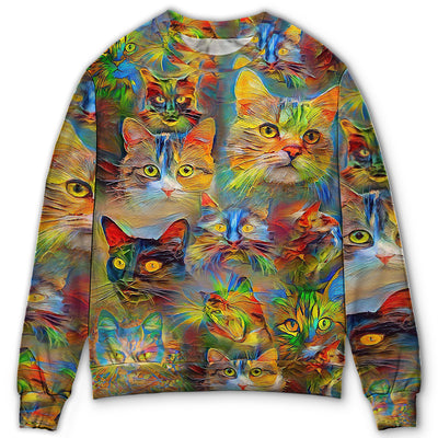 Sweater / S Cat Lovely Amazing Colorful - Sweater - Ugly Christmas Sweaters - Owls Matrix LTD