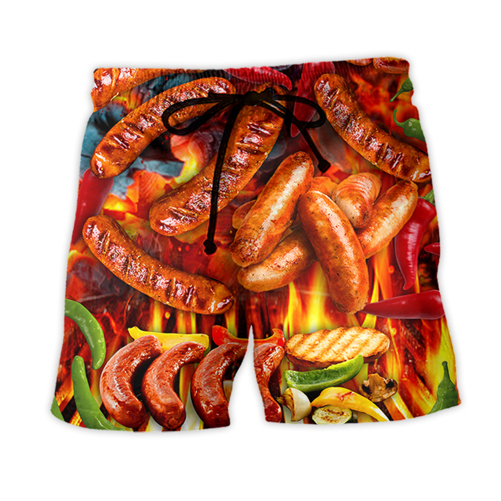 BBQ Hot Grilled Sausage Style - Beach Short - Owls Matrix LTD