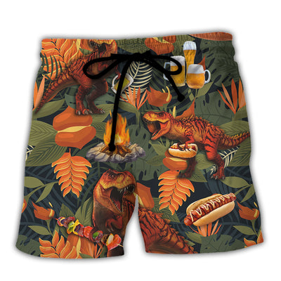 Camping Funny Dinosaur Hungry Happy Camper Lover Camping - Hawaiian Shirt