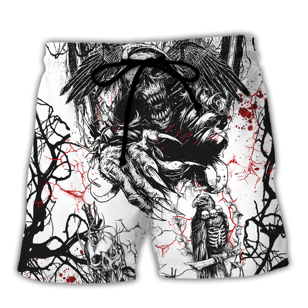Skull Of Course I'm Going To Hell I'm Just Here To Pick You Up White Style - Beach Short