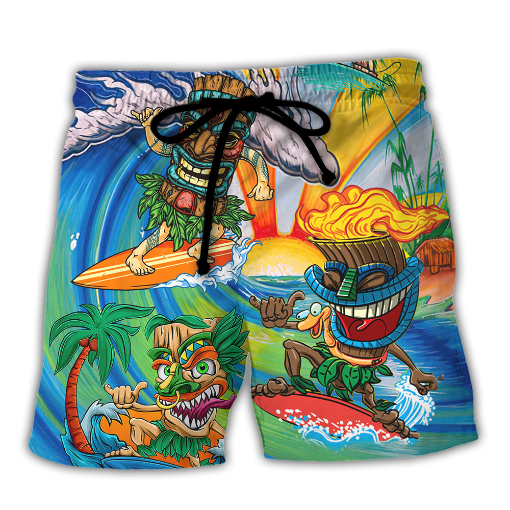 Surfing Funny Funny Tiki Show Me Your Tikis Surfing Lovers - Beach Short