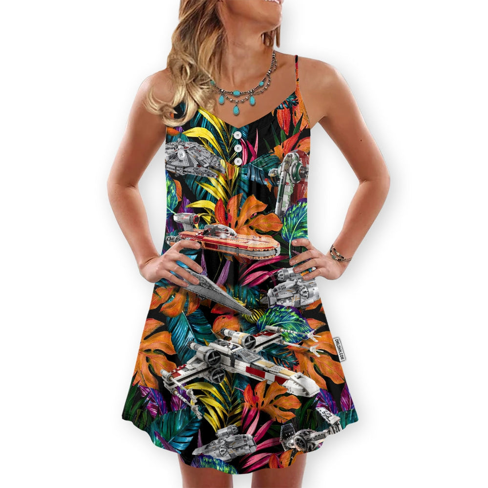 Star Wars Lego Ship Tropical - V-neck Sleeveless Cami Dress