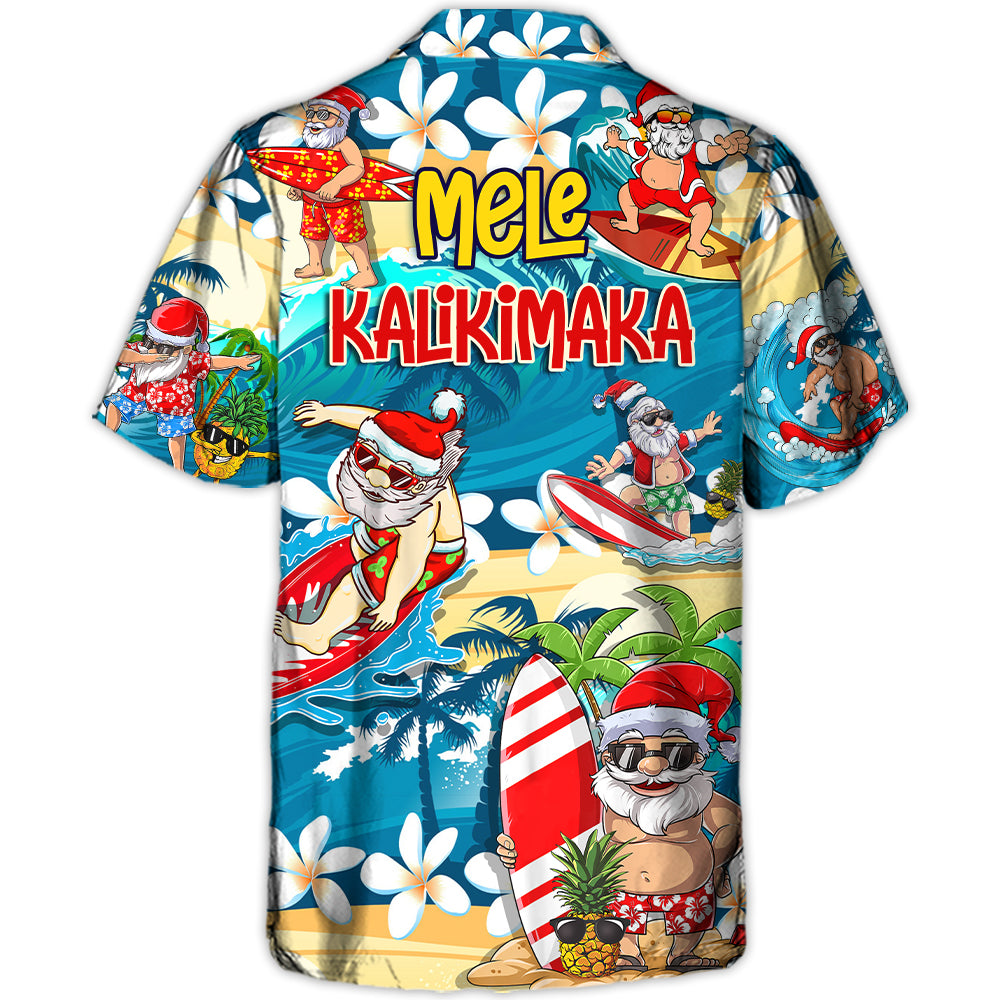 Surfing Funny Santa Mele Kalikimaka Christmas In July Surfing Lovers - Hawaiian Shirt