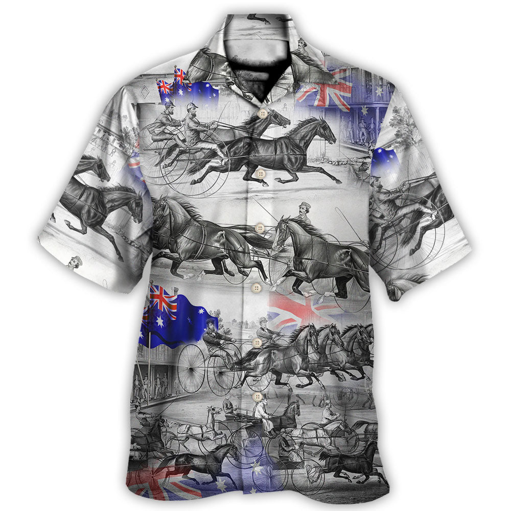 Harness Racing Horse Racing Australia Flag - Hawaiian Shirt - Owls Matrix LTD
