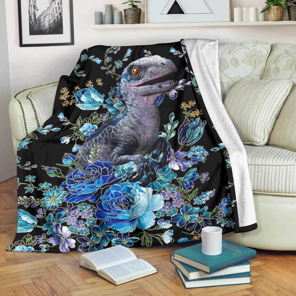 Dinosaur Next To The Flower Style - Flannel Blanket - Owls Matrix LTD
