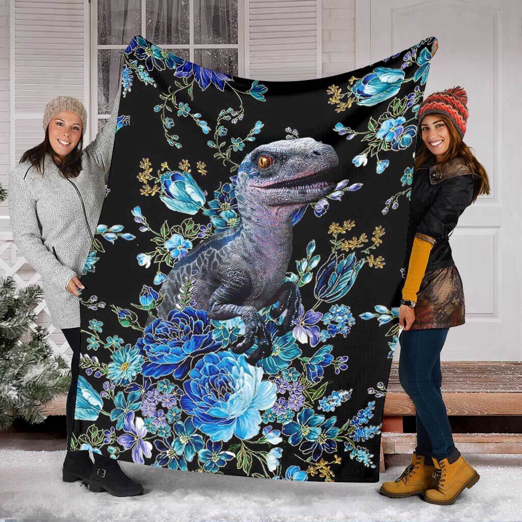 Dinosaur Next To The Flower Style - Flannel Blanket - Owls Matrix LTD