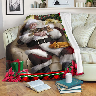 Cat All I Want For Christmas Is A Nap Cat - Flannel Blanket - Owls Matrix LTD