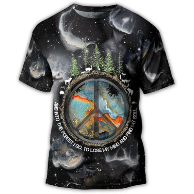 S Hippie Into The Forest I Go to Lose My Mind And Find My Soul - Round Neck T-shirt - Owls Matrix LTD