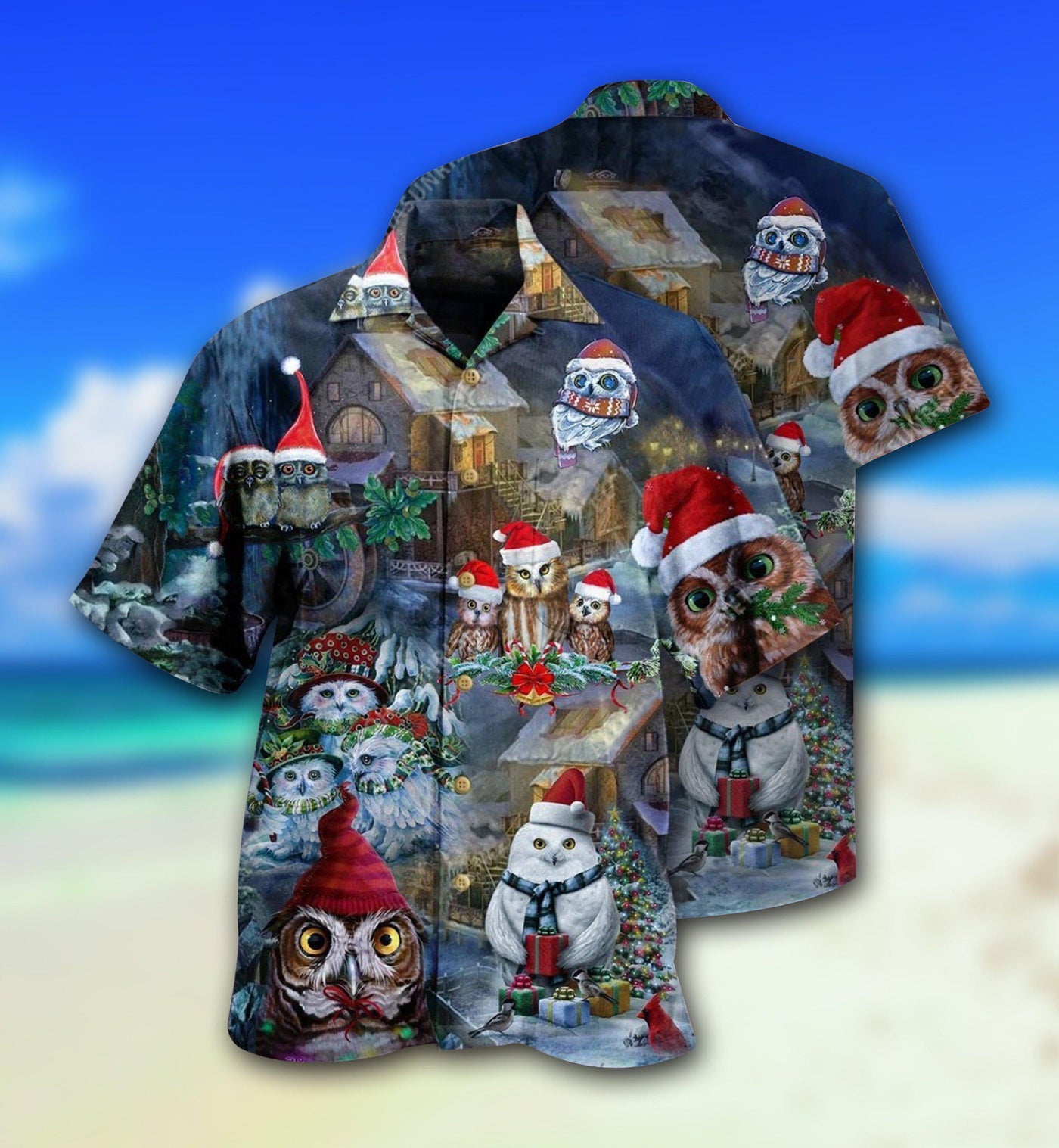 Owl Love Merry Christmas Happy - Hawaiian Shirt - Owls Matrix LTD