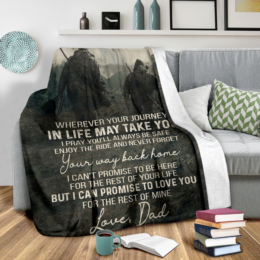Hunting To My Son Hunting I Can Promise To Love You - Flannel Blanket - Owls Matrix LTD