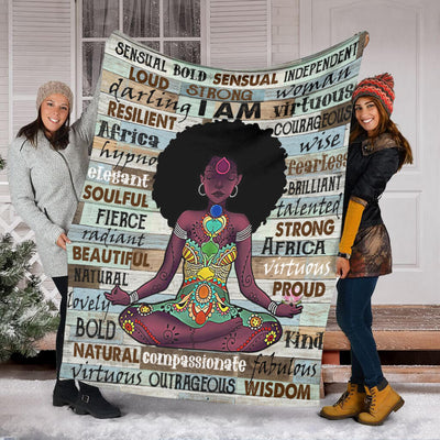 Black Woman I Am Beautiful African American - Flannel Blanket - Owls Matrix LTD