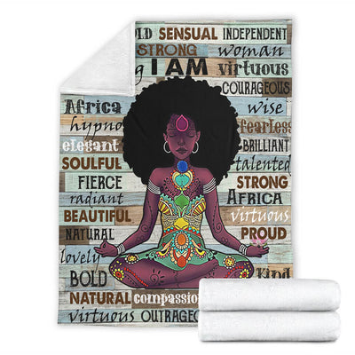 Black Woman I Am Beautiful African American - Flannel Blanket - Owls Matrix LTD