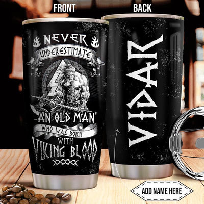 Viking Blood Old Man With Black Personalized – Tumbler - Owls Matrix LTD