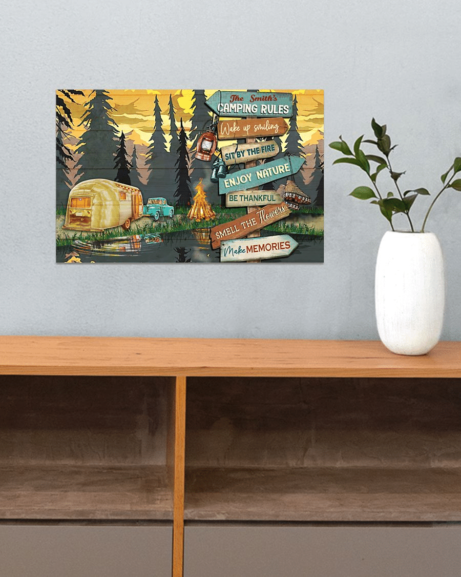 Camping Wake Up Smiling Sit By The Fire Personalized - Horizontal Poster - Owls Matrix LTD