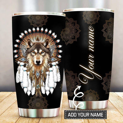 Native American Wolf With You Personalized - Tumbler - Owls Matrix LTD