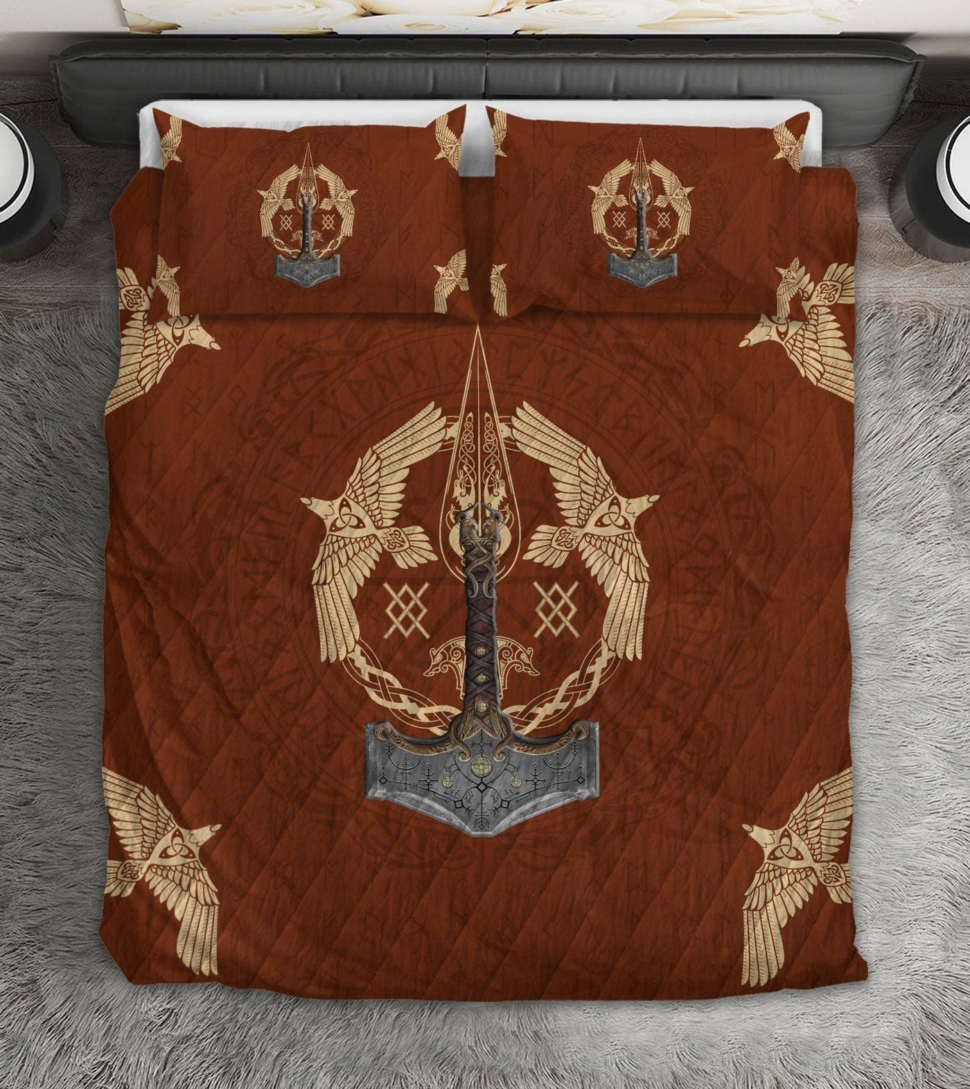 Viking Warrior Red Amazing Style - Bedding Cover - Owls Matrix LTD